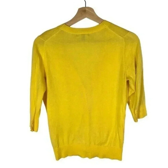 Gap Bright Yellow Short Sleeve Button Down Cardigan Sweater XS - Picture 2 of 5